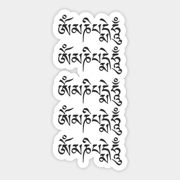 Om Mani Padme Hum Tibetan Buddhist Mantras Sticker by TammyWinandArt